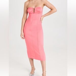NWT VICTOR GLEMAUD PINK STRAPLESS MIDI DRESS